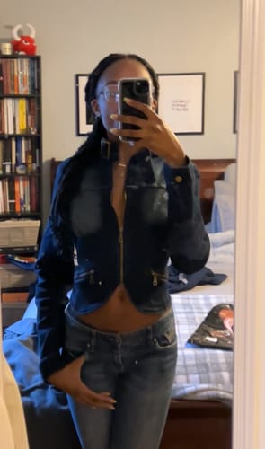 Customer photo review of THE VILLAIN MOTO JACKET (DENIM)