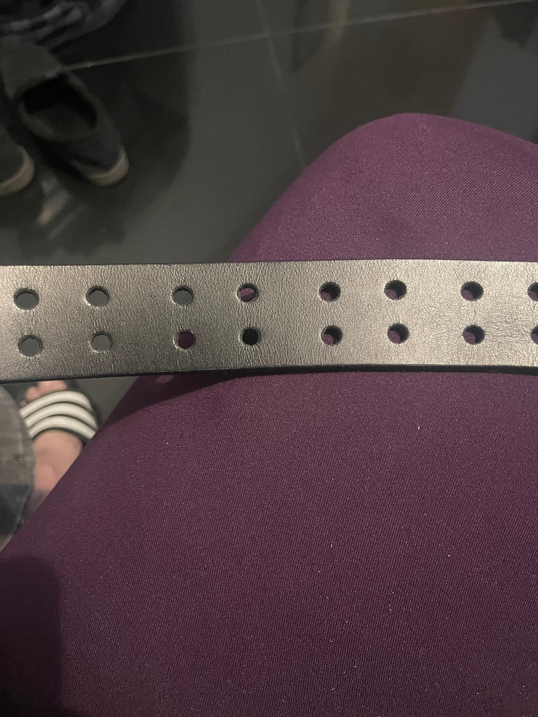 Customer photo review of Black Double Hole Full Grain Leather Belt