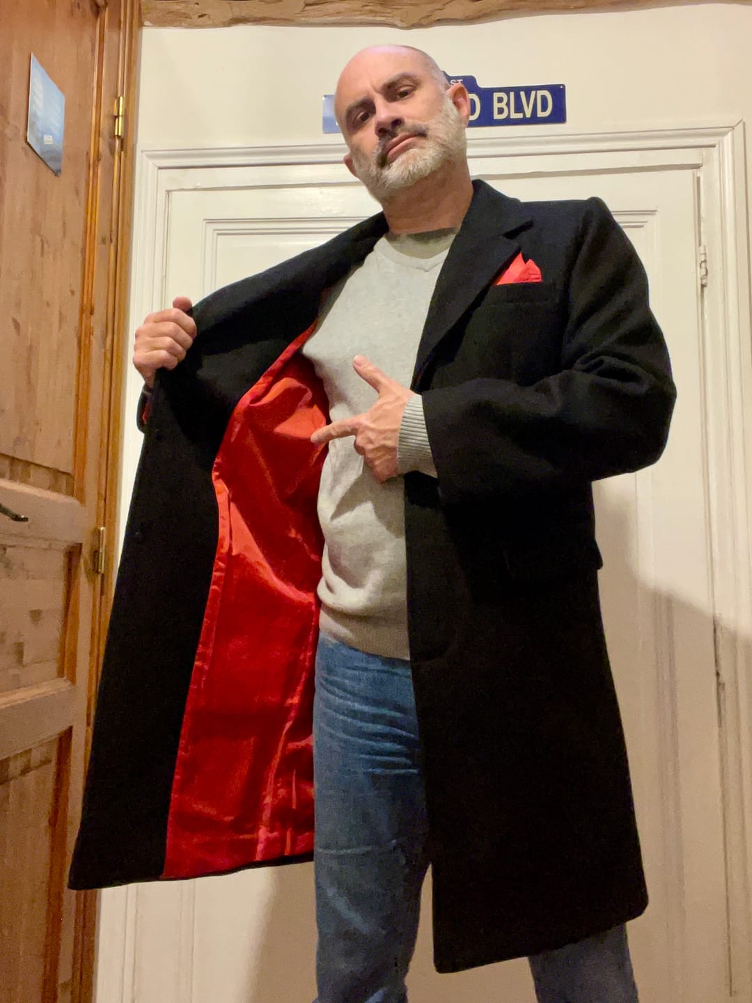 Customer photo review of Mens Overcoat in Wool - Black