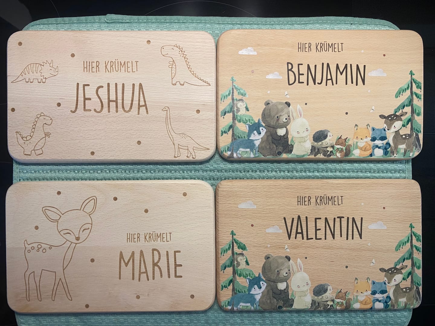 Customer photo review of Personalisiertes Frühstücksbrettchen Waldtiere