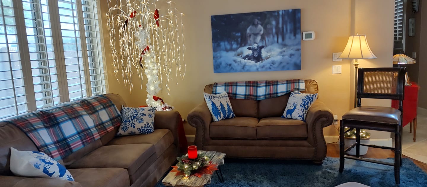 Customer photo review of Jesus Running to Rescue a Lost Sheep in a Snowy Forest Wall Art Canvas