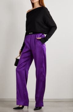 Customer photo review of Purple Silky Stretch Satin