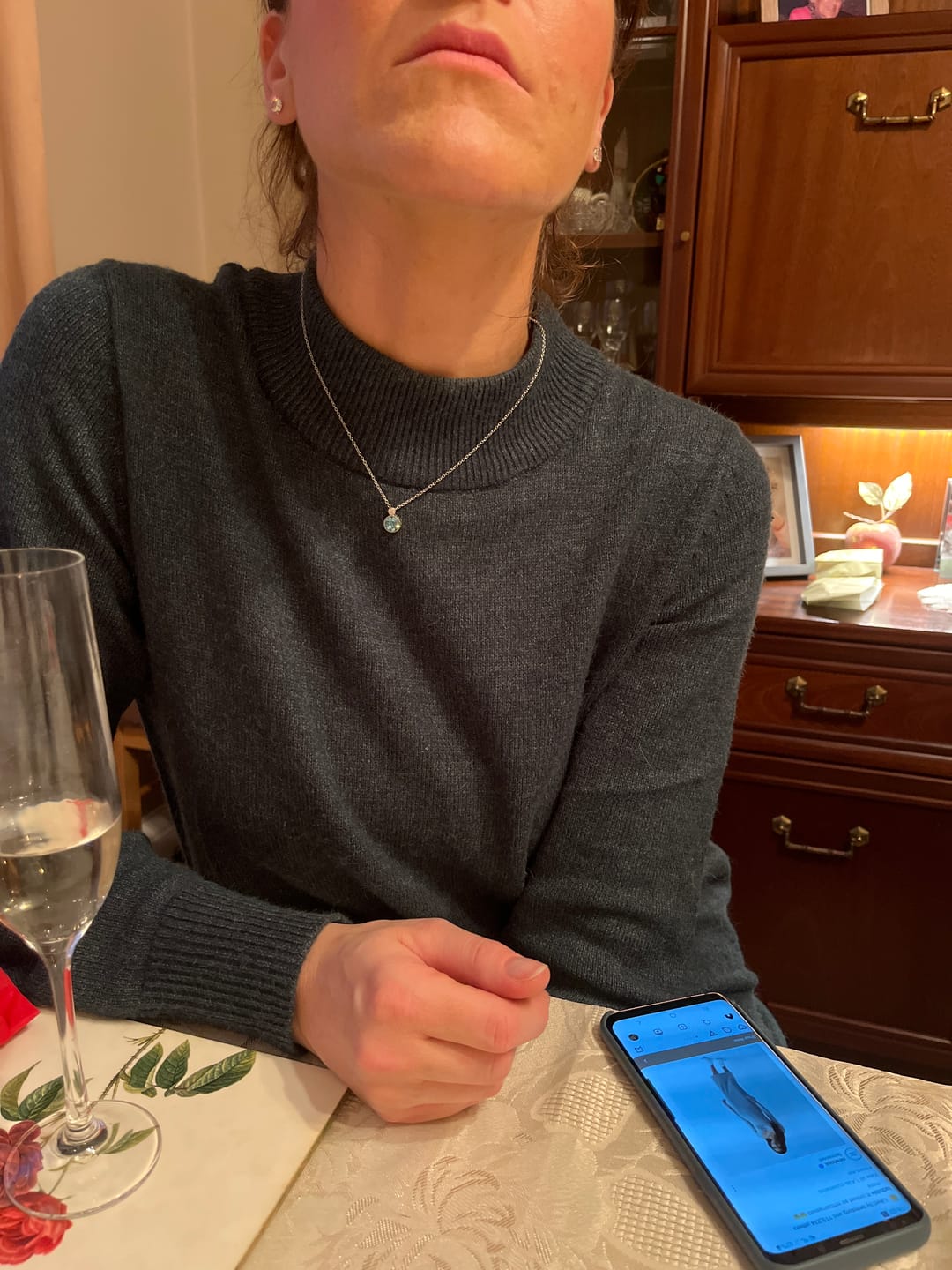 Customer photo review of Classic Round Aquamarine Solitaire Pendant