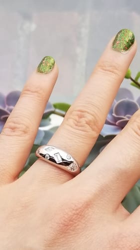 Customer photo review of Dome CZ Stackable Band in Sterling Silver