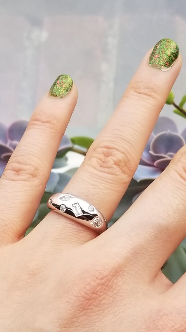 Customer photo review of Dome CZ Stackable Band in Sterling Silver