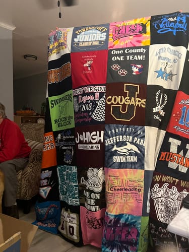 T-shirt quilt featuring cougars, mustangs by Stacey from MD
