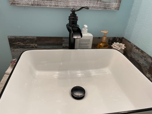 Customer photo review of Waterfall Single Hole Bathroom Faucet Oil Rubbed Bronze