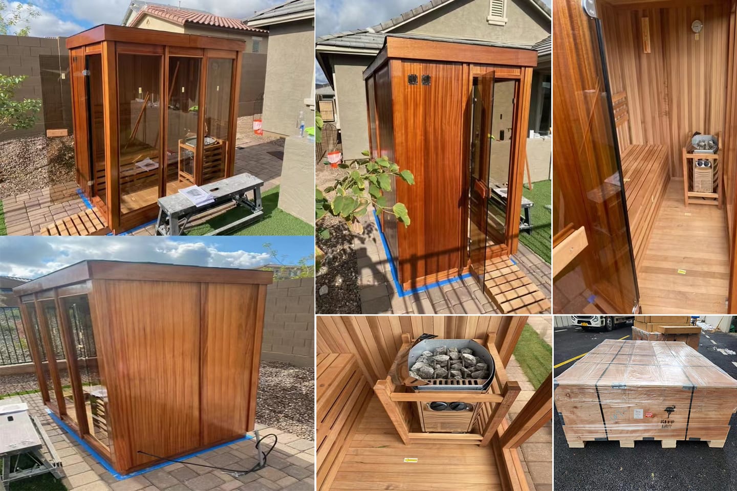 Customer photo review of SAUNASNET Modern Outdoor Box Sauna