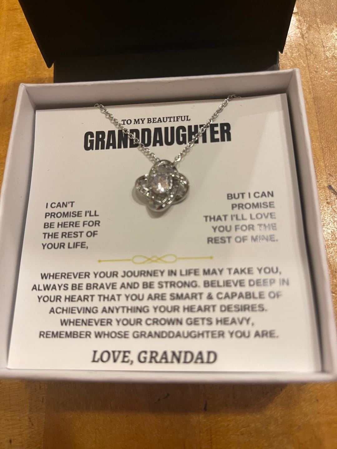 Customer photo review of To My Beautiful Granddaughter - Love Knot Gift Set - SS117LK