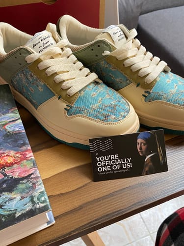 Customer photo review of Van Gogh Almond Blossoms inspired sneakers
