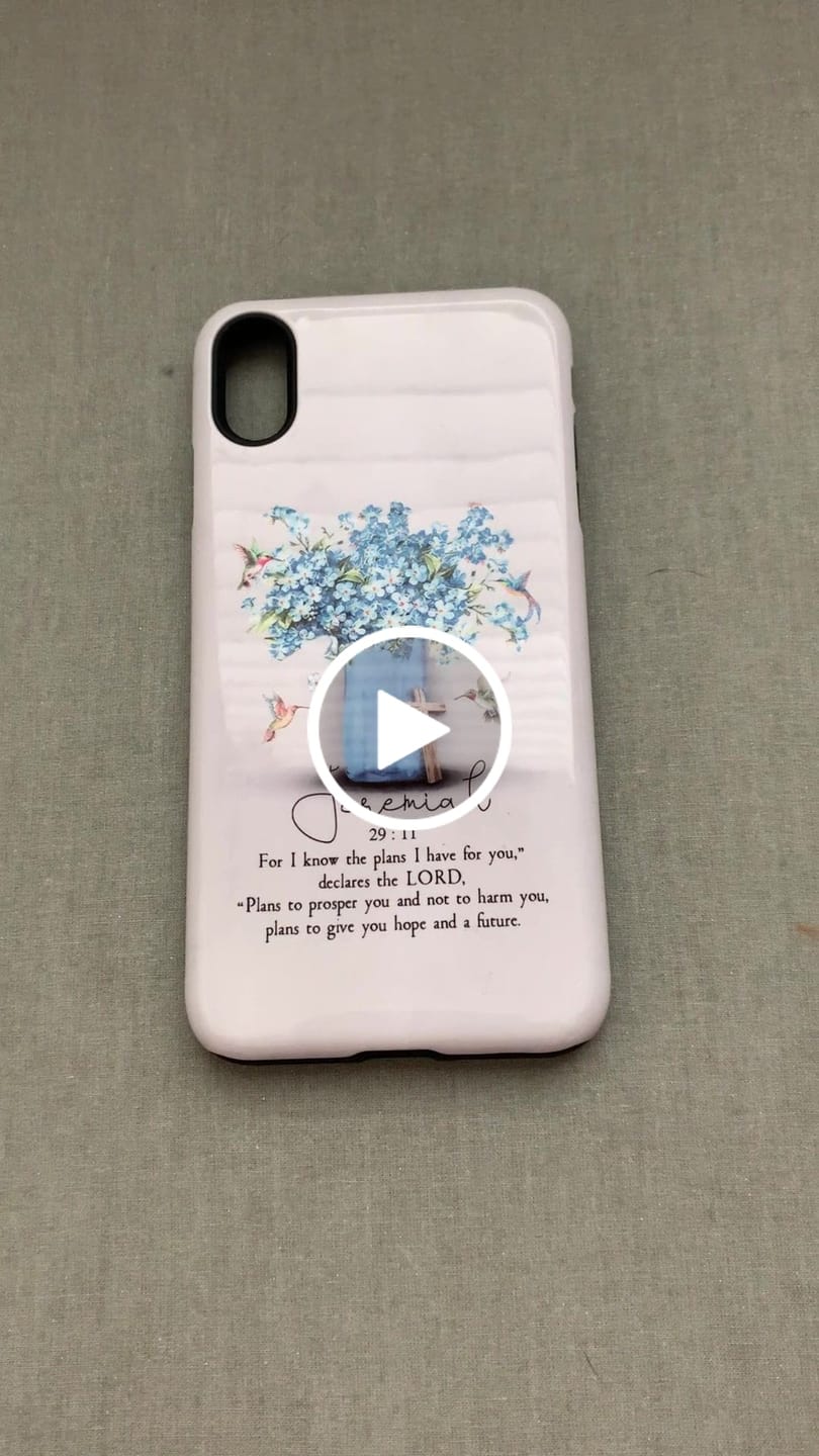 Customer video review of Bible verse phone cases: Jeremiah 29:11 NIV, Hummingbird flowers phone case