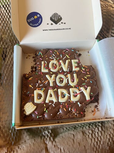 Customer photo review of Gluten free custom message brownie