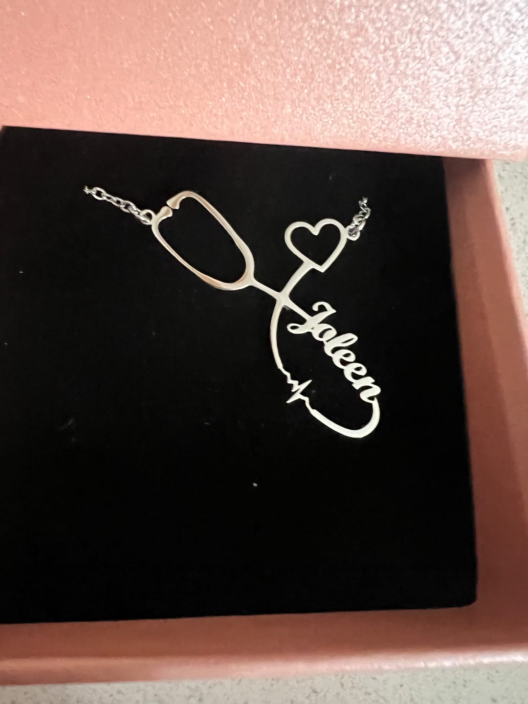 Customer photo review of Stethoscope Name Necklace EKG