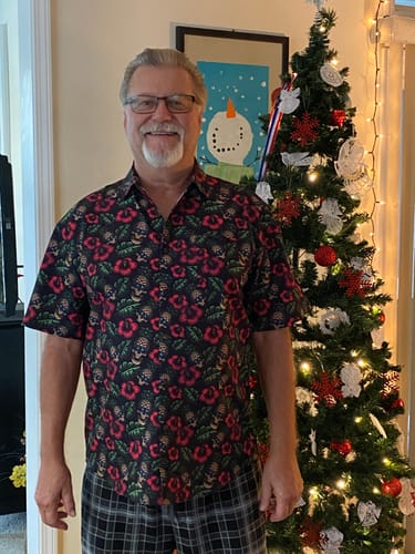 Customer photo review of Super Stretch - Pirate Pineapple Hawaiian Shirt