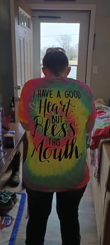 Customer photo review of Bless this Mouth - Tie-Dye Minty Rainbow