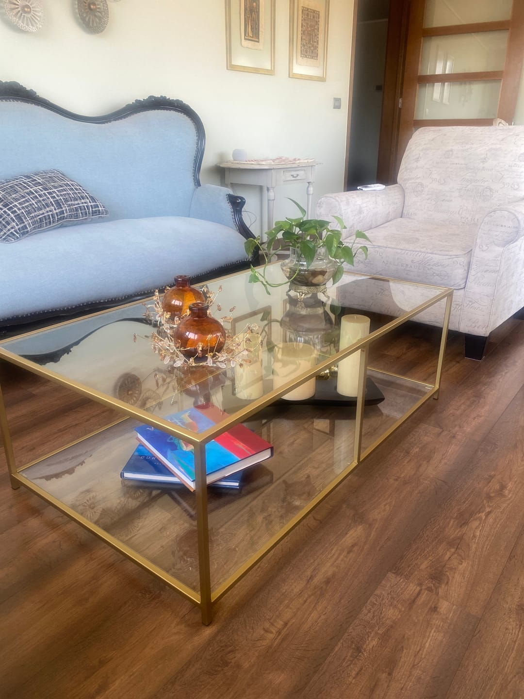 Customer photo review of Mesa de centro Rectangular 120 Negra dos niveles Glass