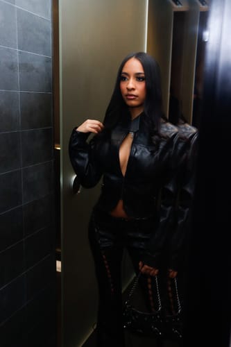 Customer photo review of LOW RISERS (BLACK LEATHER)