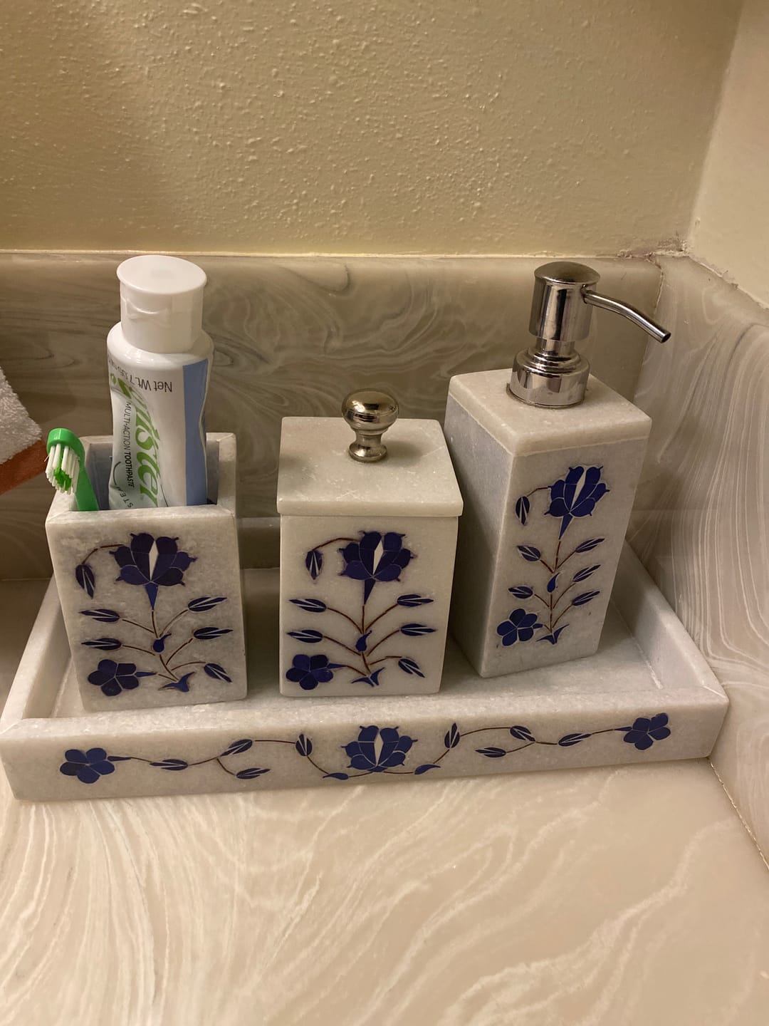 Customer photo review of Designer White Bathroom Marble Set