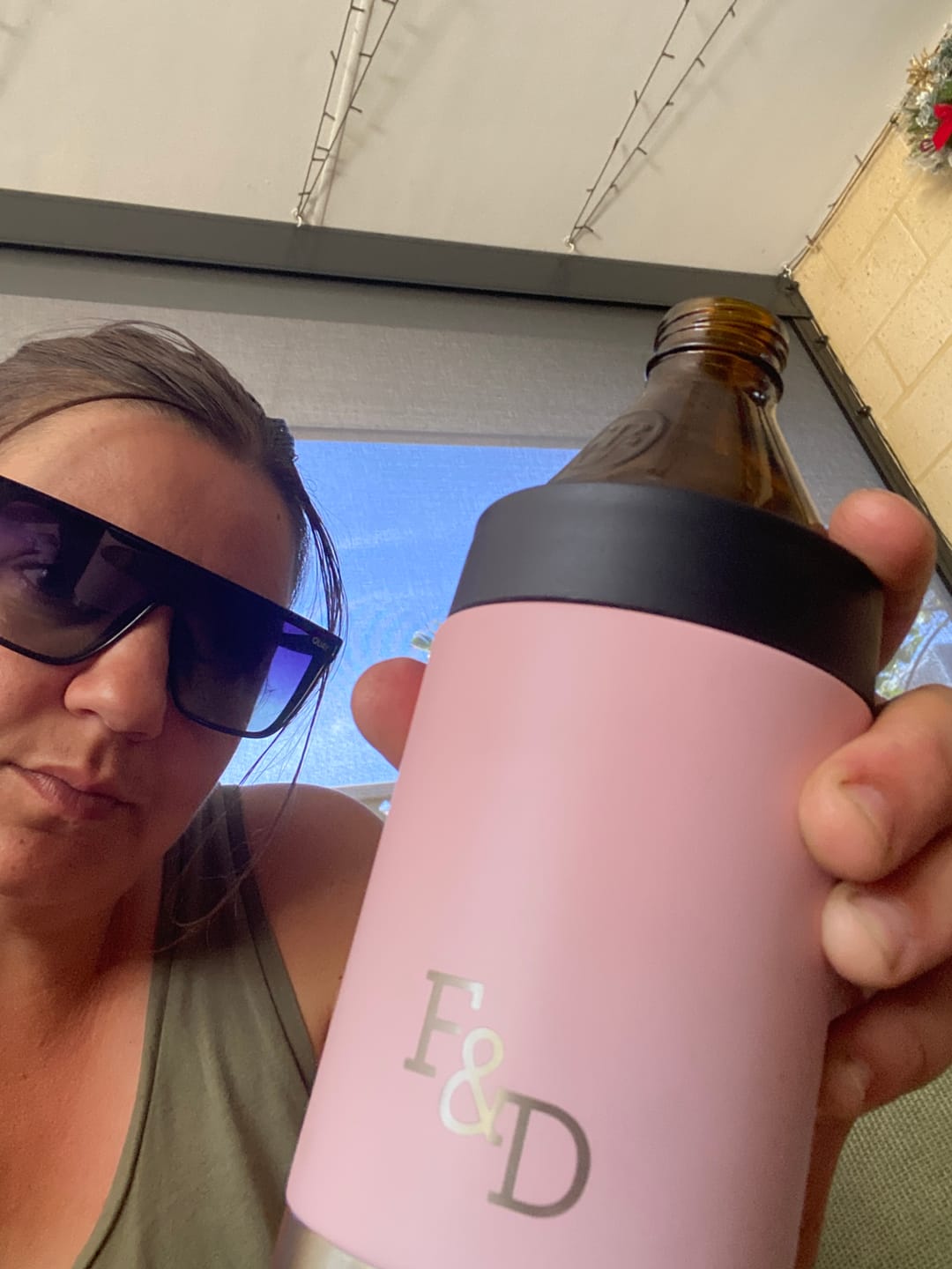 Customer photo review of Fare & Dinkum Pale Pink Insulated Stubby Cooler