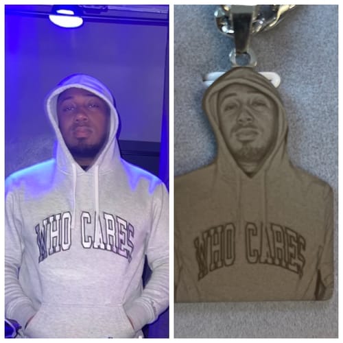 Customer photo review of Lovers Charm™ 18K Custom Engraved Necklace