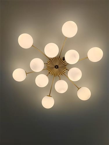 Customer photo review of 12-Light Opal Glass Sputnik Semi Flush Chandelier