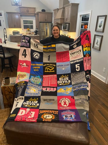 T-shirt quilt featuring blue devils volleyball by Teresa from FL