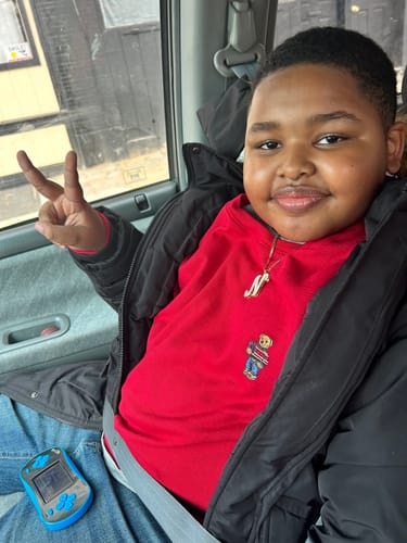 Customer photo review of Double Plated Large Initial Necklace with Cuban Chain