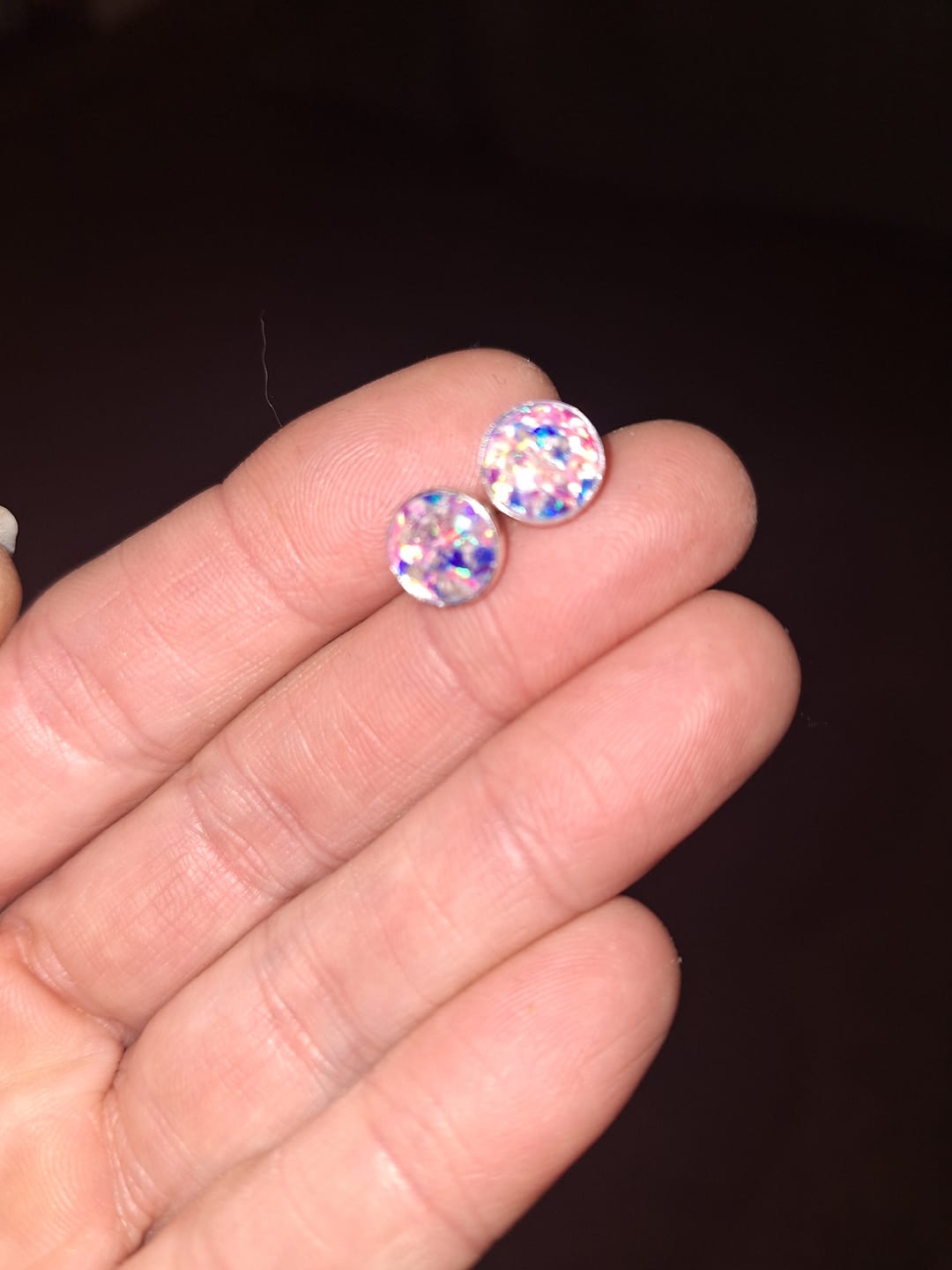 Customer photo review of Opal Stud Earrings with Infused Cremation Ash