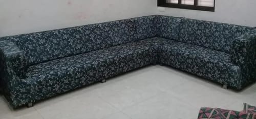 Customer photo review of Black & Beige Abstract Elastic Sofa Slipcovers