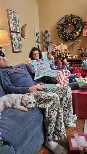 Customer photo review of Santa's Favorite Teacher DTF Transfer