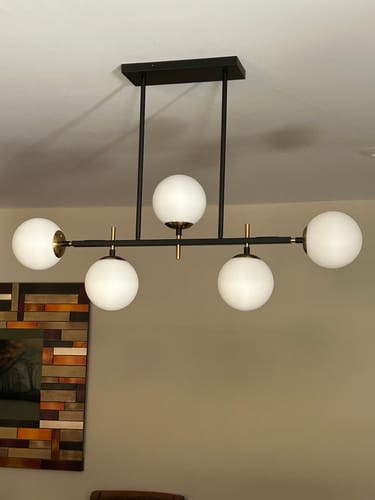 Customer photo review of 5-Light Glass Globe Island Linear Chandelier