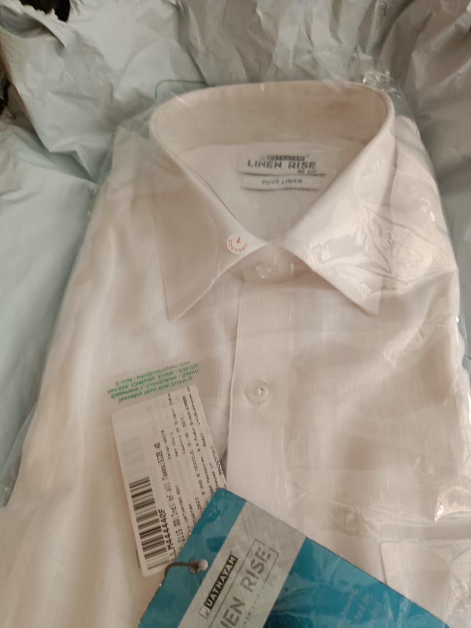 Customer photo review of Linen Rise - White Shirt For Men
