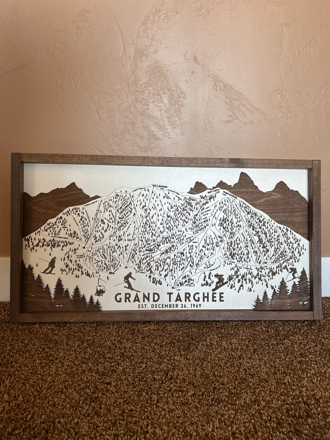 Customer photo review of Grand Targhee Ski Resort Laser Engraved Map