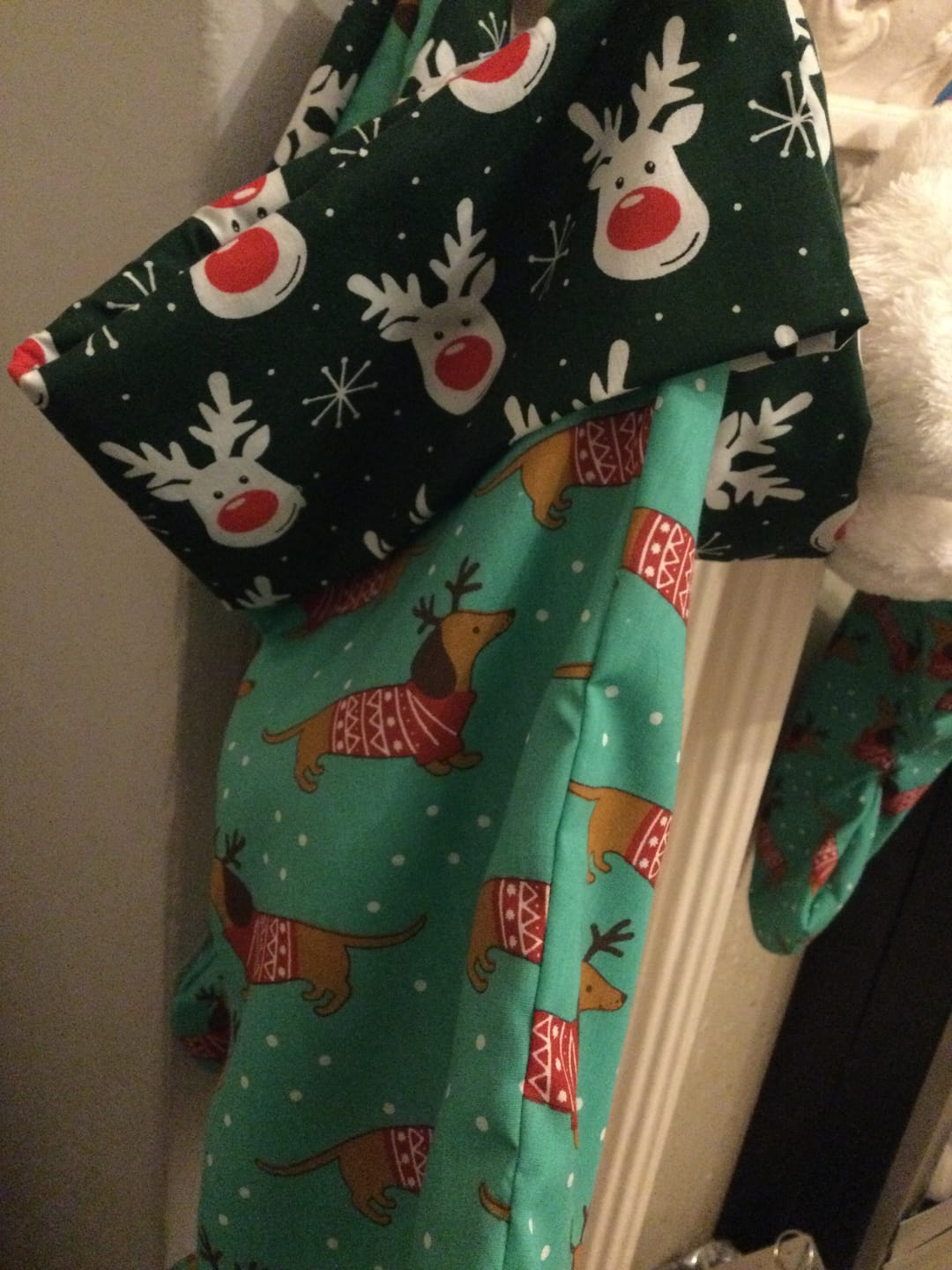 Customer photo review of White Reindeer Faces Polycotton Fabric
