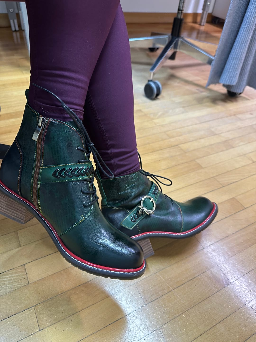 Customer photo review of Retro Casual Style Strap Low Heel Booties