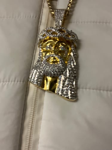 Customer photo review of 18k Gold Finish  Simulated Diamond 3D Jesus Pendant
