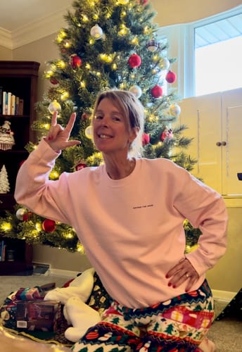 Customer photo review of Happy Afterwards Running Crew Women's Sweatshirt