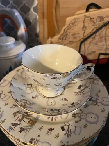 Customer photo review of Holiday Snowmen Fine Porcelain Tea Cup and Saucer