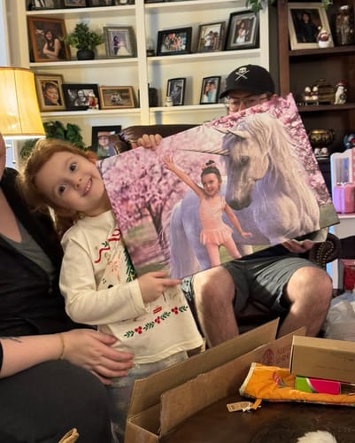 Customer photo review of Pink Unicorn - Custom Portrait