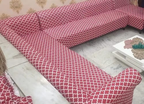 Customer photo review of Red Diamond Elastic Sofa Slipcovers