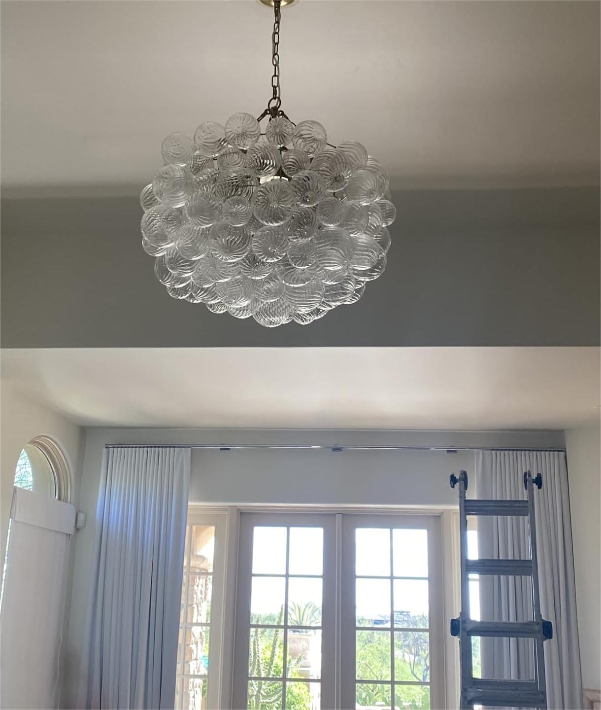 Customer photo review of Contemporary Clear Ribbed Bubble Chandelier