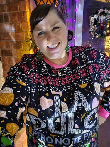 Customer photo review of Premium Fleece-lined La Dulce Navidad Sweatshirt