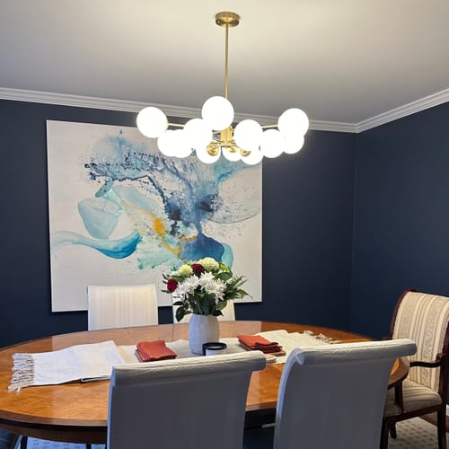 Customer photo review of Opal Glass Globe Sputnik Chandelier