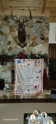Customer photo review of Mom - Giant Post Card Blanket - From Son cc1