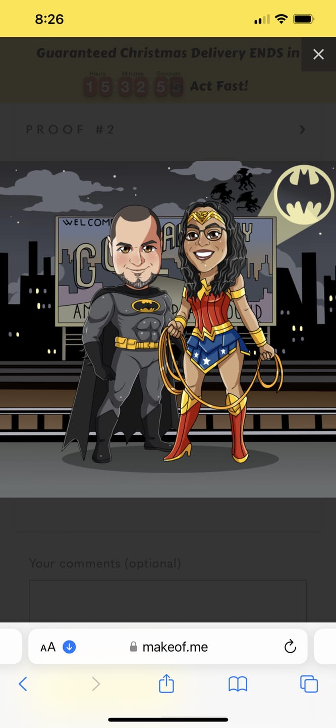 Customer photo review of The Bat Hero Custom Portrait