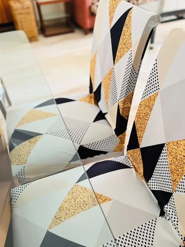 Customer photo review of DivineTrendz Exclusive - Yellow Prism Elastic Chair Covers