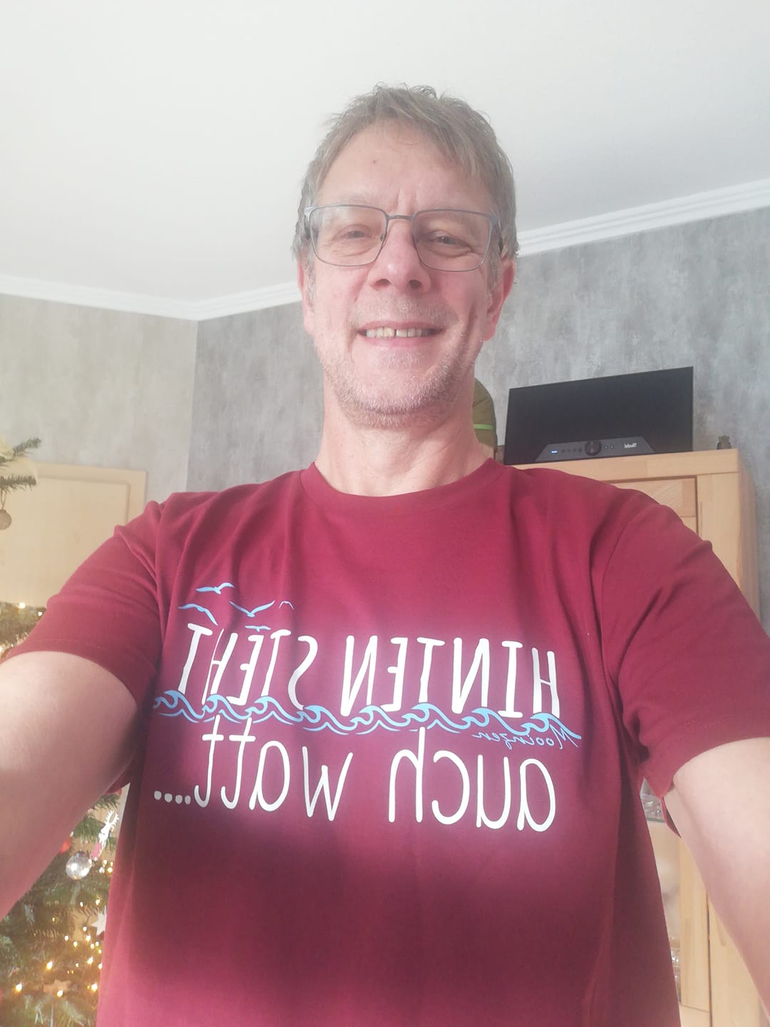 Customer photo review of Hinten steht auch watt · Herren Premium Bio T-Shirt