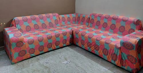 Customer photo review of Multi-Coloured Vintage Motifs Elastic Sofa Slipcovers