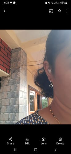 Customer photo review of Silver Small Heart Drop Earrings