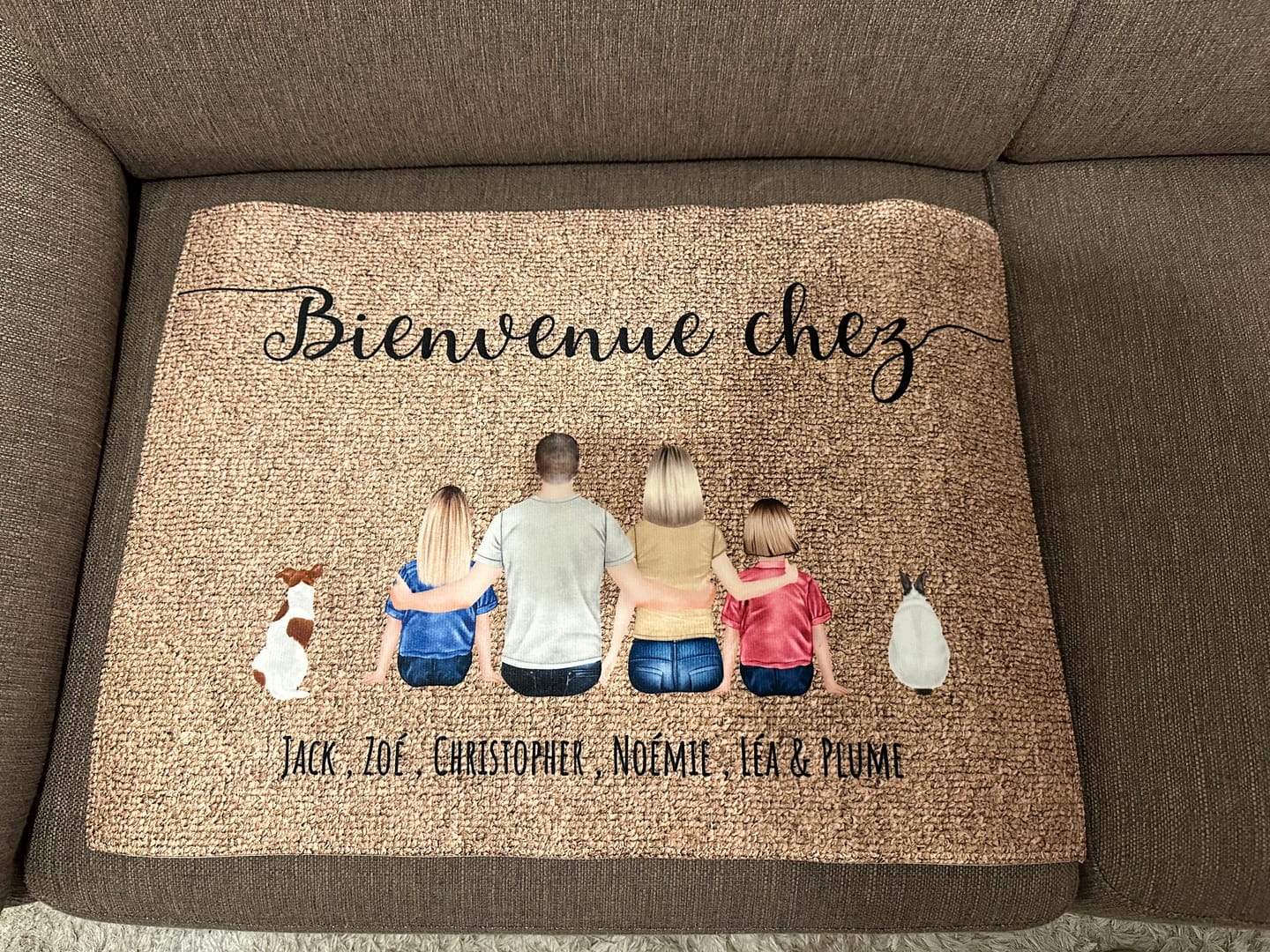 Customer photo review of Famille - Paillasson personnalisé